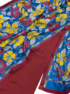 Maroon Plain Silk Suit With Hand Embroidered Kantha Pure Bangalore Silk Dupatta - Luxurion World