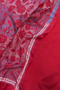 Red Plain Silk Suit With Hand Embroidered Kantha Pure Bangalore Silk Dupatta - Luxurion World
