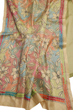 Green Plain Silk Suit With Hand Embroidered Kantha Pure Bangalore Silk Dupatta - Luxurion World
