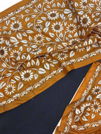 Black Plain Silk Suit With Hand Embroidered Kantha Pure Bangalore Silk Dupatta - Luxurion World
