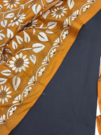 Black Plain Silk Suit With Hand Embroidered Kantha Pure Bangalore Silk Dupatta - Luxurion World