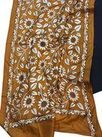 Black Plain Silk Suit With Hand Embroidered Kantha Pure Bangalore Silk Dupatta - Luxurion World