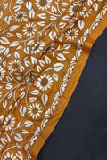 Black Plain Silk Suit With Hand Embroidered Kantha Pure Bangalore Silk Dupatta - Luxurion World