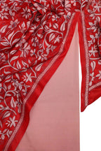 Pink Plain Silk Suit With Hand Embroidered Kantha Pure Bangalore Silk Dupatta - Luxurion World
