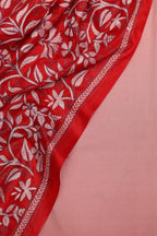 Pink Plain Silk Suit With Hand Embroidered Kantha Pure Bangalore Silk Dupatta - Luxurion World