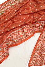 White Plain Silk Suit With Hand Embroidered Kantha Pure Bangalore Silk Dupatta - Luxurion World