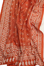White Plain Silk Suit With Hand Embroidered Kantha Pure Bangalore Silk Dupatta - Luxurion World
