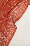 White Plain Silk Suit With Hand Embroidered Kantha Pure Bangalore Silk Dupatta - Luxurion World
