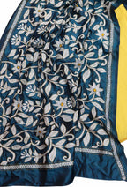 Yellow Plain Silk Suit With Hand Embroidered Kantha Pure Bangalore Silk Dupatta - Luxurion World