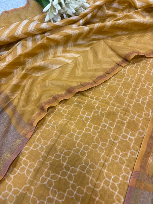 Yellow Shibori Cotton Silk Suit Set — Tie-Dye, Festive & Formal