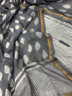 Grey Shibori Cotton Silk Suit Set — Tie-Dye, Formal & Festive