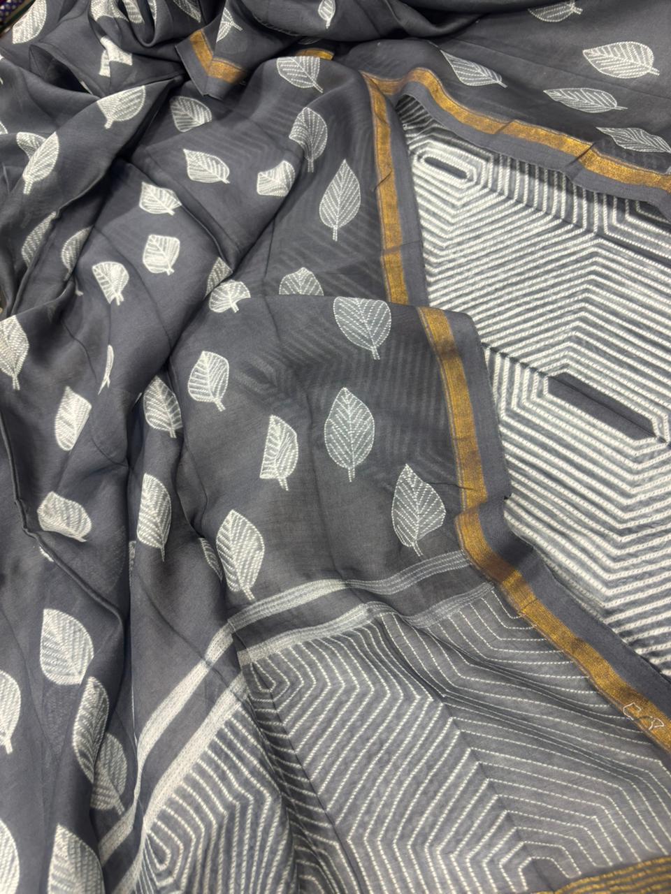 Grey Shibori Cotton Silk Suit Set — Tie-Dye, Formal & Festive