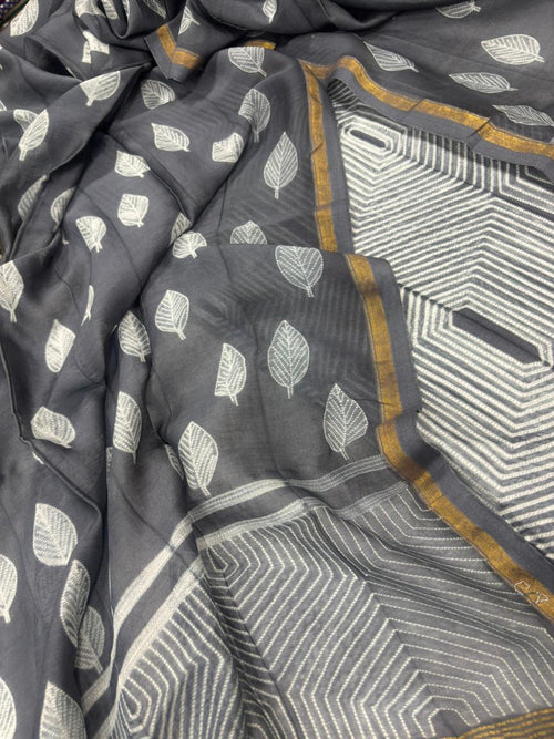 Grey Shibori Cotton Silk Suit Set — Tie-Dye, Formal & Festive