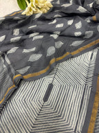 Grey Shibori Cotton Silk Suit Set — Tie-Dye, Formal & Festive