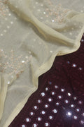 Shine in Style: Maroon Georgette Suit with Foil Mirror & Golden Sequins Dupatta - Luxurion World