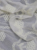 Sequined Grey Georgette Suit with Batik Print & Embroidered White Dupatta - Luxurion World