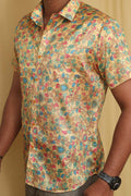 Yellow Kalamkari Tussar Silk Shirt - Digital Print - Luxurion World