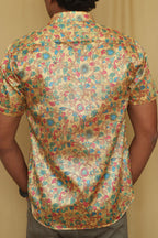 Yellow Kalamkari Tussar Silk Shirt - Digital Print - Luxurion World