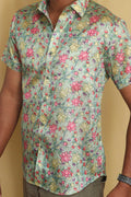 Green Kalamkari Tussar Silk Shirt - Digital Printed - Luxurion World