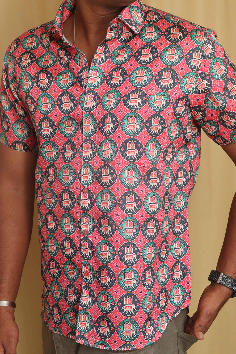 Vibrant Patola Design Tussar Silk Shirt - Luxurion World