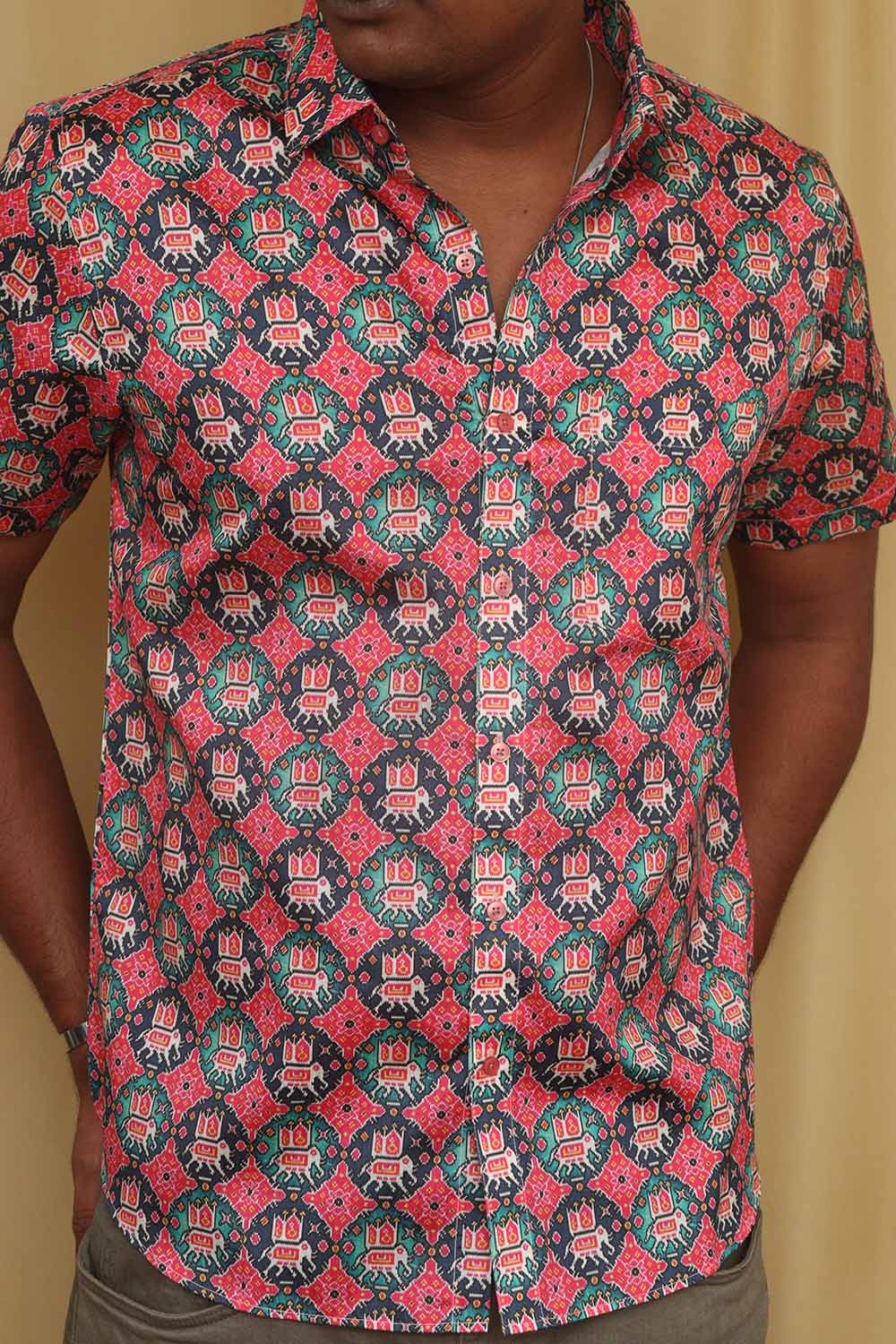Vibrant Patola Design Tussar Silk Shirt - Luxurion World