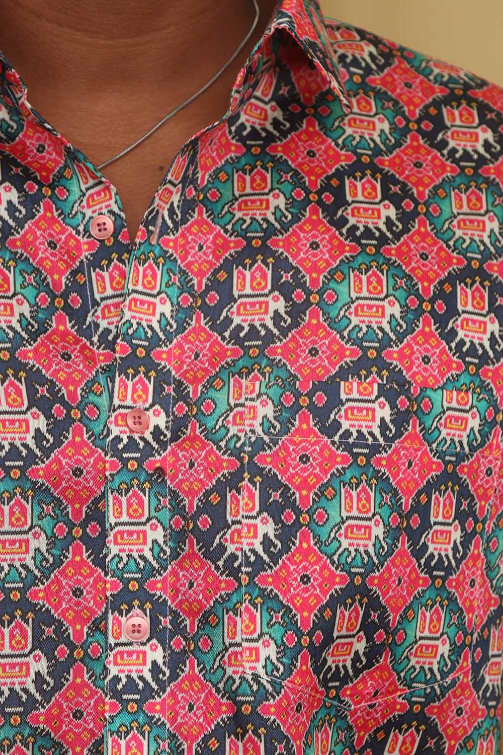 Vibrant Patola Design Tussar Silk Shirt - Luxurion World