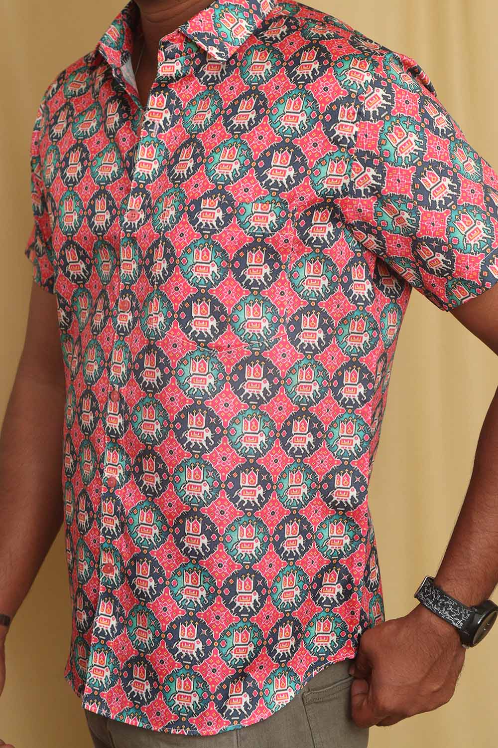 Vibrant Patola Design Tussar Silk Shirt - Luxurion World