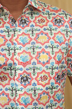 Stylish Off White Digital Printed Patola Design Tussar Silk Shirt - Luxurion World