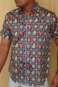 Stylish Blue Digital Printed Patola Design Tussar Silk Shirt - Luxurion World