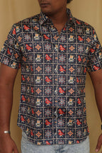 Stylish Blue Digital Printed Patola Design Tussar Silk Shirt - Luxurion World