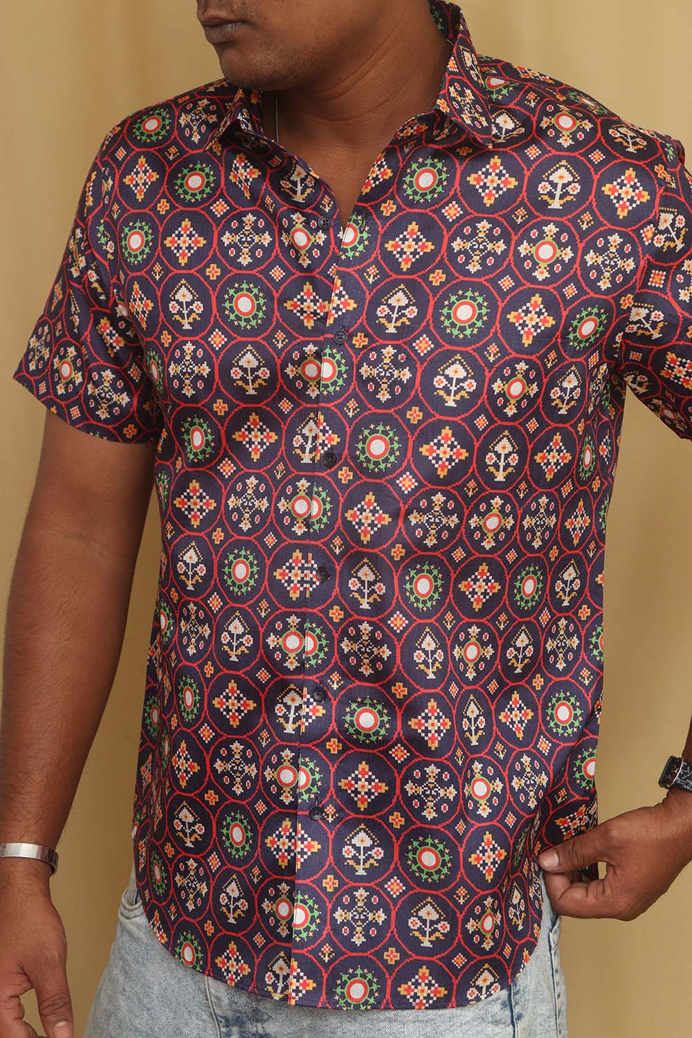 Exquisite Purple Digital Printed Patola Design Tussar Silk Shirt - Luxurion World