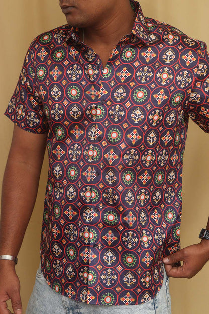 Exquisite Purple Digital Printed Patola Design Tussar Silk Shirt - Luxurion World