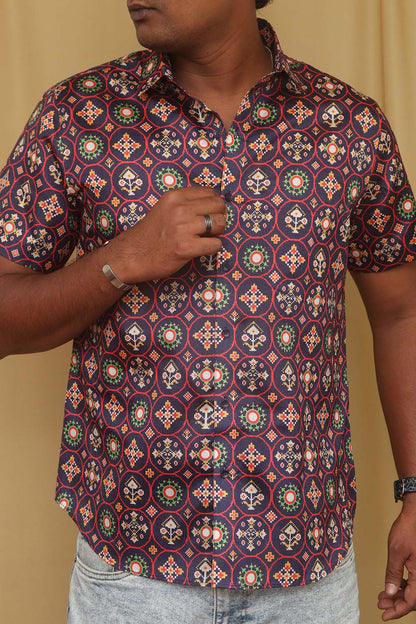 Exquisite Purple Digital Printed Patola Design Tussar Silk Shirt - Luxurion World