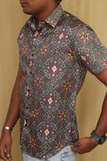 Grey Digital Printed Patola Design Tussar Silk Shirt - Luxurion World