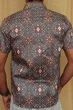 Grey Digital Printed Patola Design Tussar Silk Shirt - Luxurion World