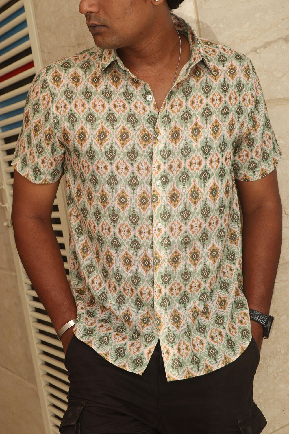 Multicolor Cotton Linen Digital Printed Shirt - Luxurion World