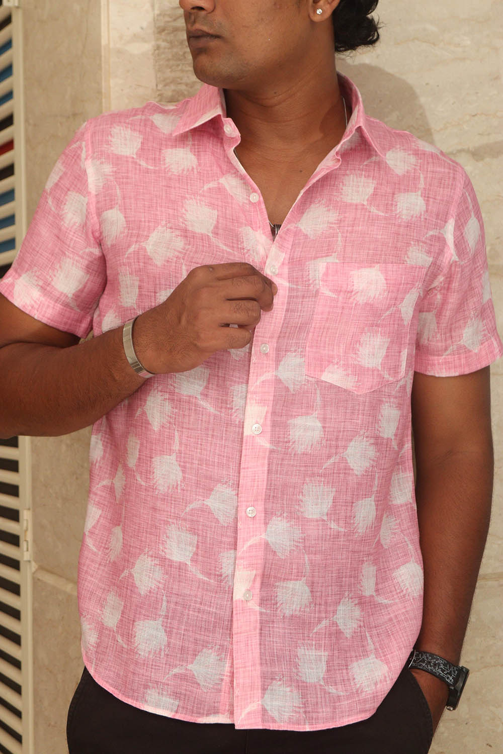 Pretty in Pink: Cotton Linen Digital Printed Shirt - Luxurion World