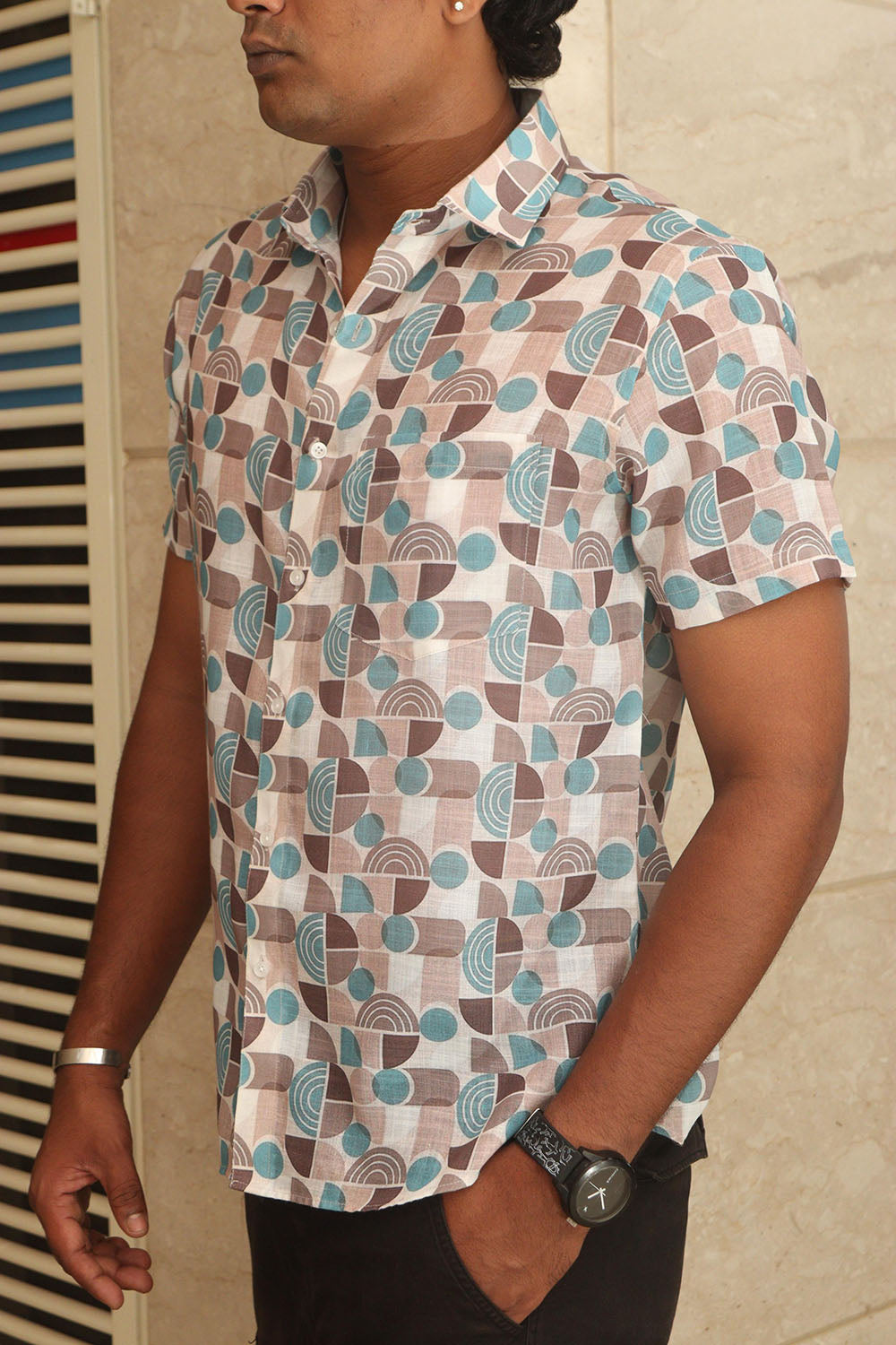 Multicolor Cotton Linen Digital Printed Shirt - Luxurion World