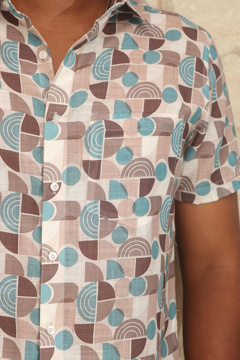 Multicolor Cotton Linen Digital Printed Shirt - Luxurion World