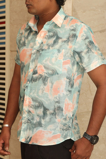 Multicolor Cotton Linen Digital Printed Shirt - Luxurion World