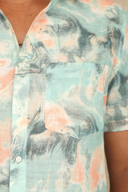 Multicolor Cotton Linen Digital Printed Shirt - Luxurion World