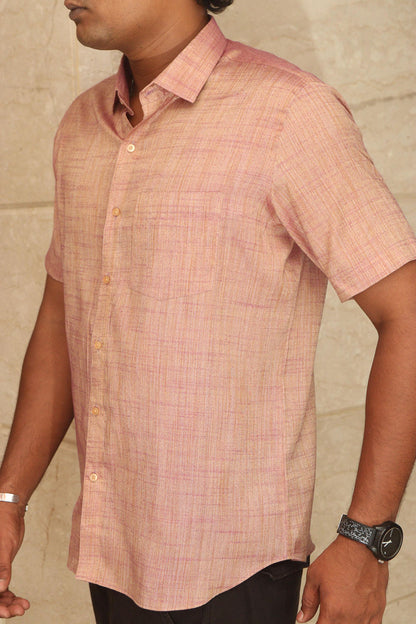 Purple Plain Pure Linen Silk Shirt - Exquisite Elegance - Luxurion World