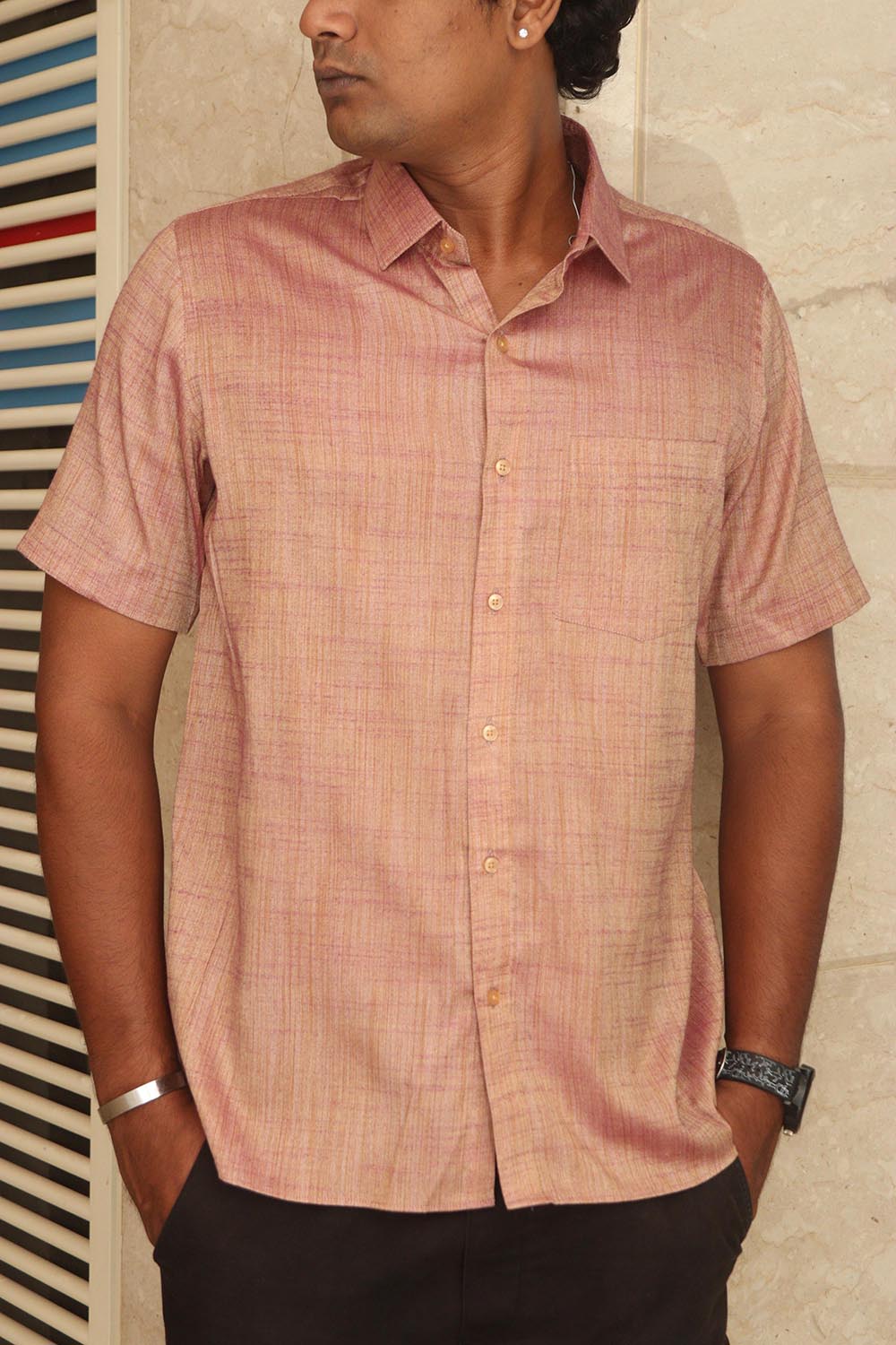 Purple Plain Pure Linen Silk Shirt - Exquisite Elegance - Luxurion World