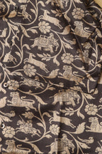 Exquisite Black Shikargah Design Digital Printed Tussar Silk Half Sleeve Shirt - Luxurion World