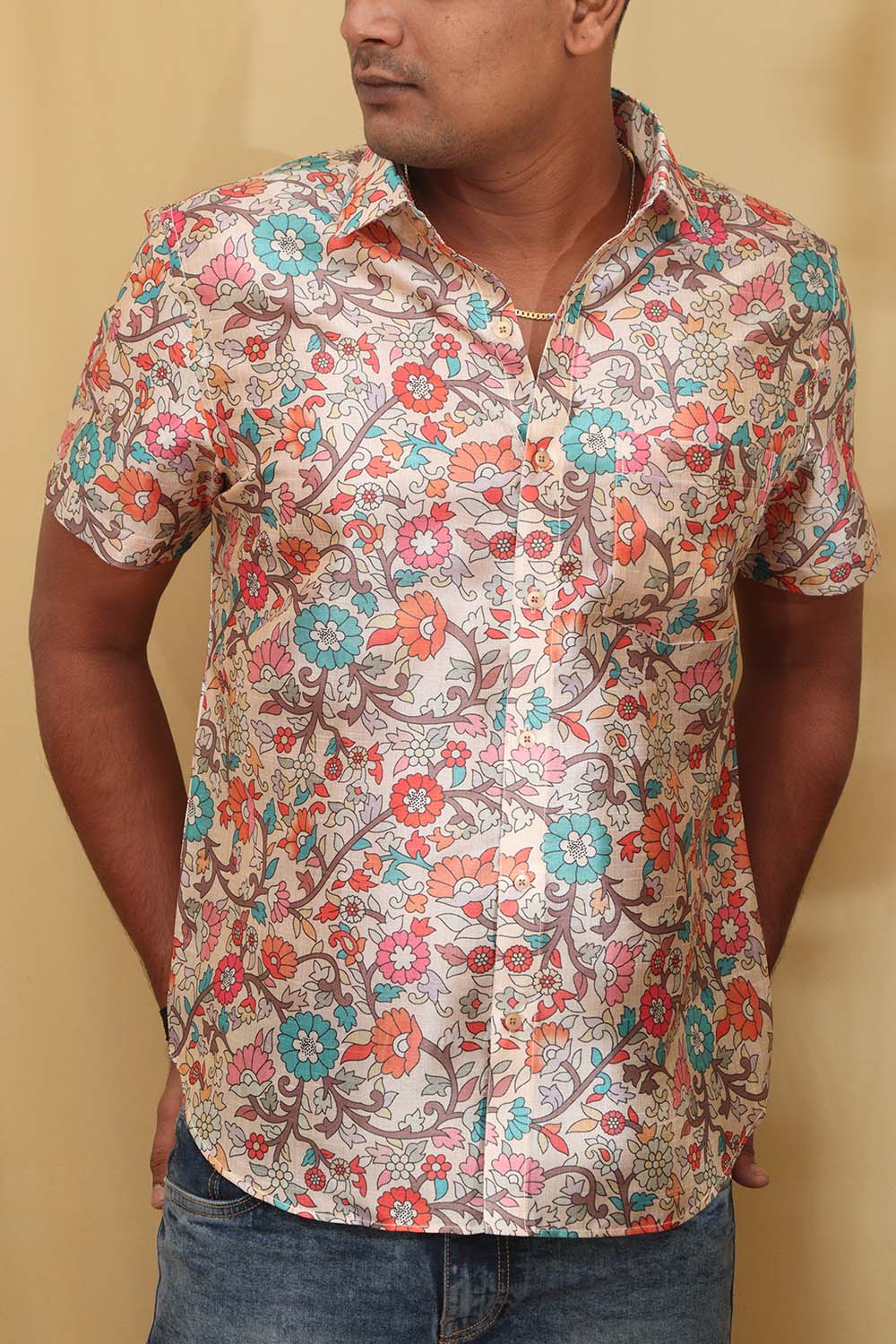 Colorful Kalamkari Tussar Silk Shirt - Luxurion World