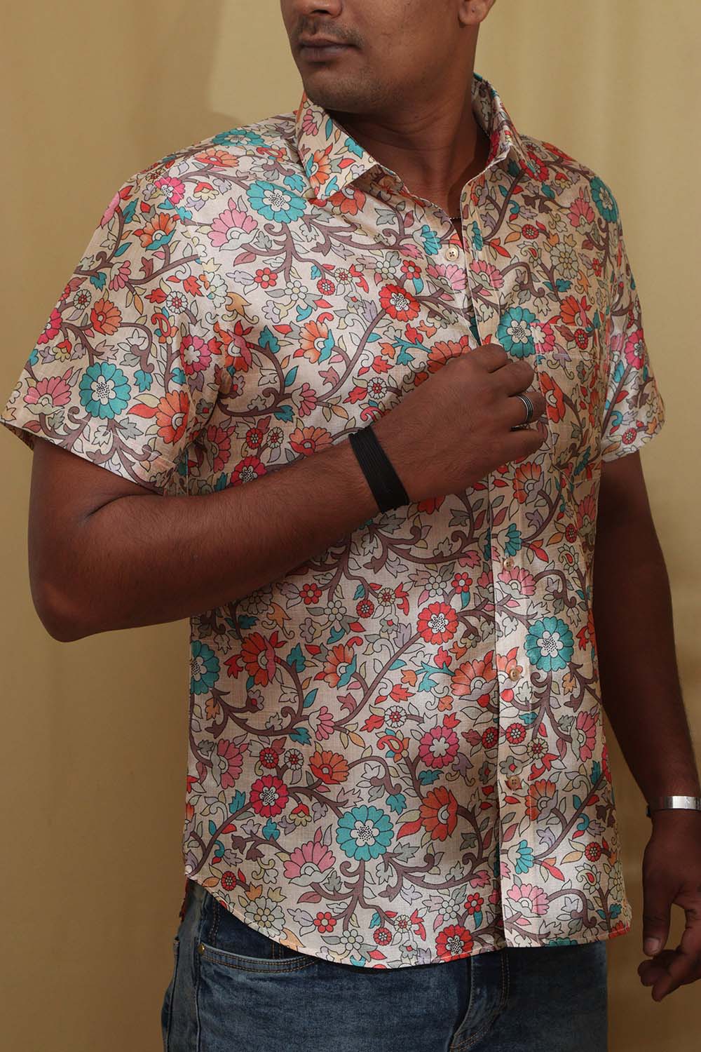 Colorful Kalamkari Tussar Silk Shirt - Luxurion World