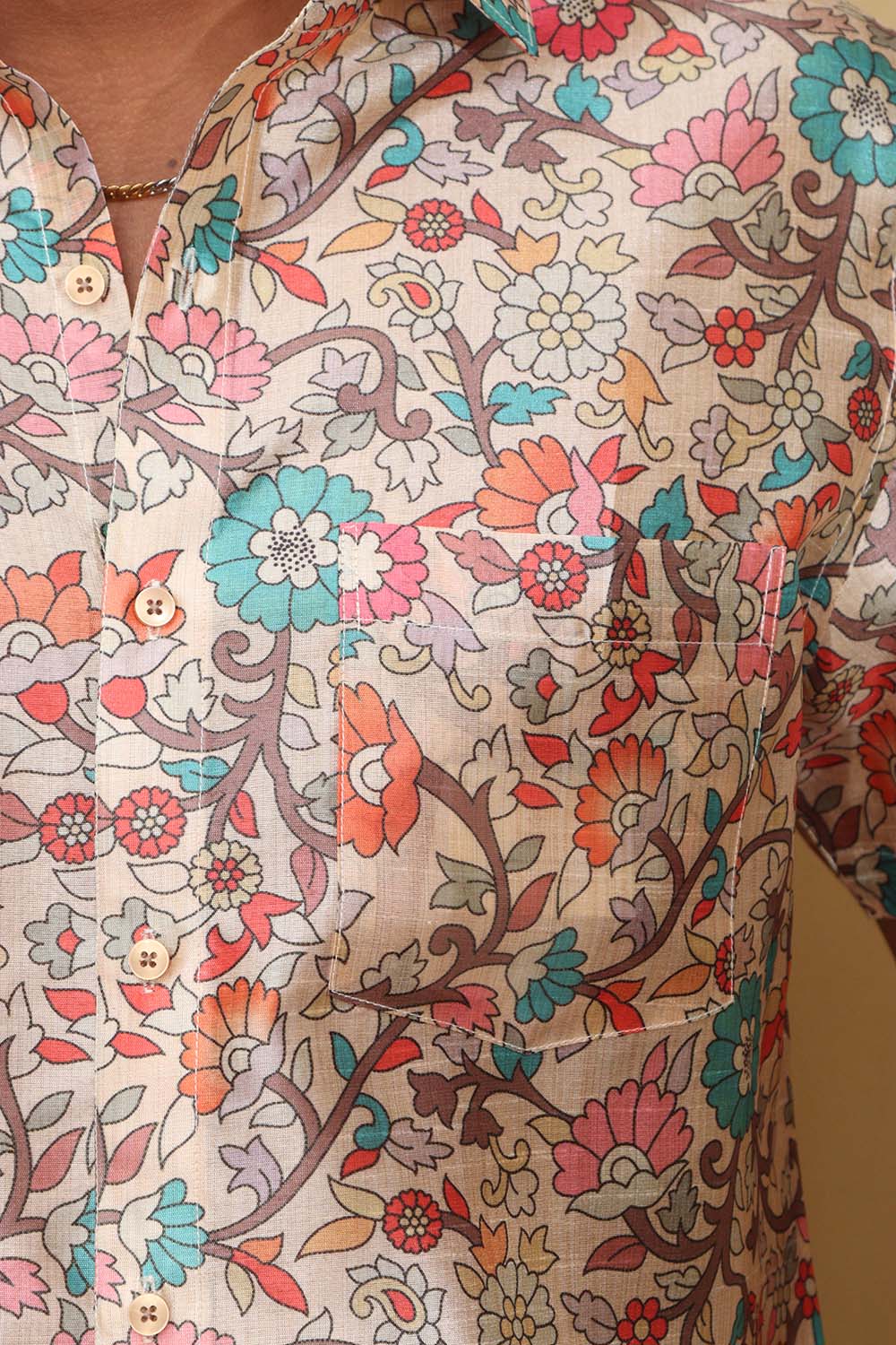 Colorful Kalamkari Tussar Silk Shirt - Luxurion World