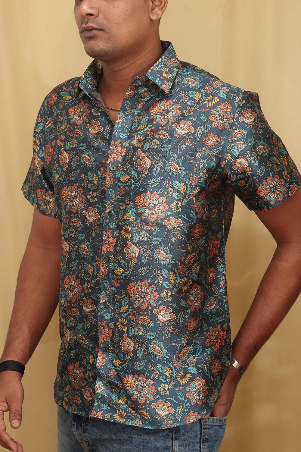 Colorful Kalamkari Tussar Silk Shirt - Luxurion World