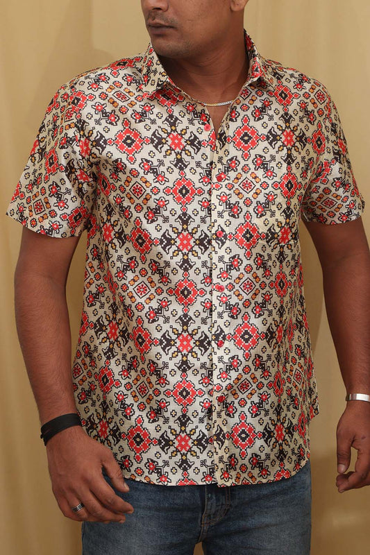Vibrant Patola Silk Shirt with Digital Print - Luxurion World