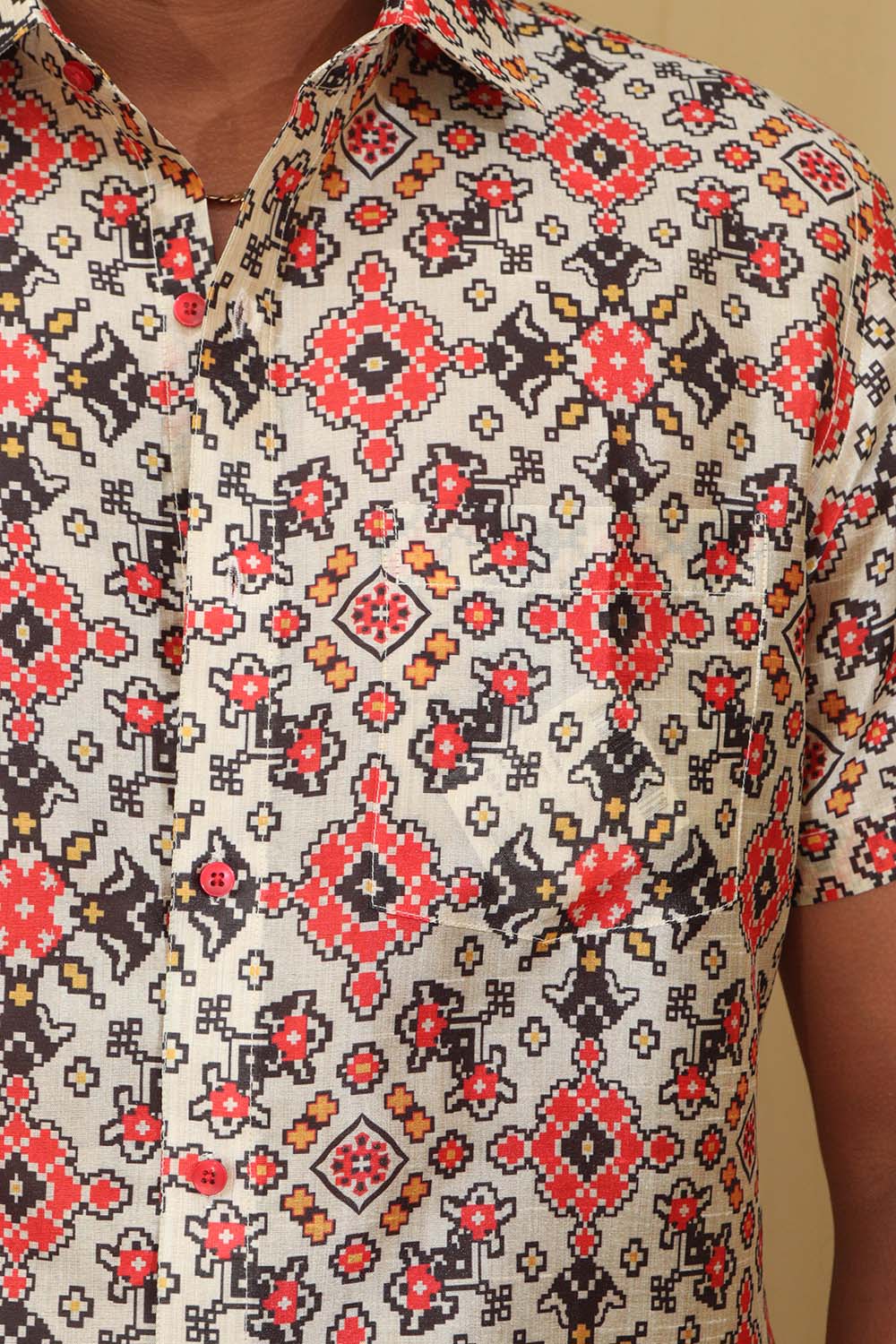 Vibrant Patola Silk Shirt with Digital Print - Luxurion World